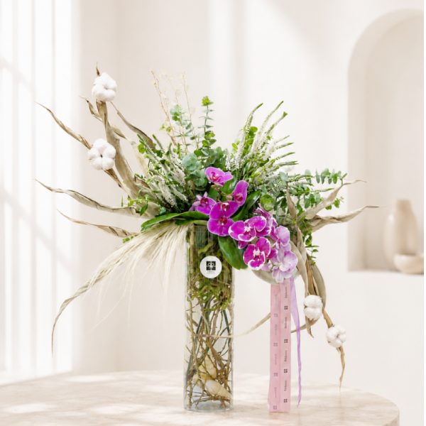 جار گل ارکیده بنفش Ribbona   کد 215