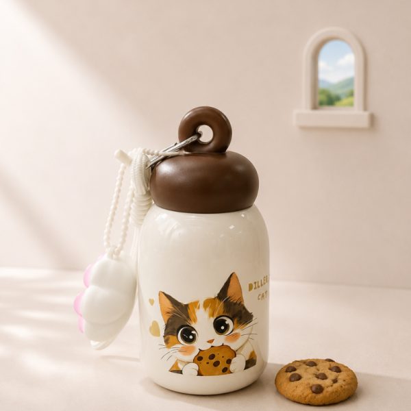 ماگ Diller مدل بنددار طرح گربه و کوکی Diller Cat
