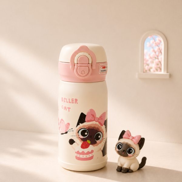ماگ Diller مدل قفل‌دار طرح گربه و کیک توت‌فرنگی Diller Cat
