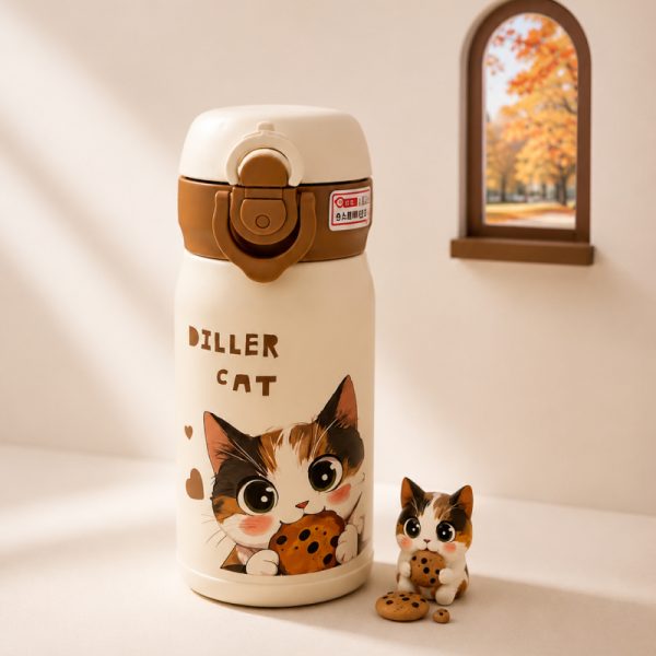 ماگ Diller مدل قفل‌دار طرح گربه و کوکی Diller Cat Cookie