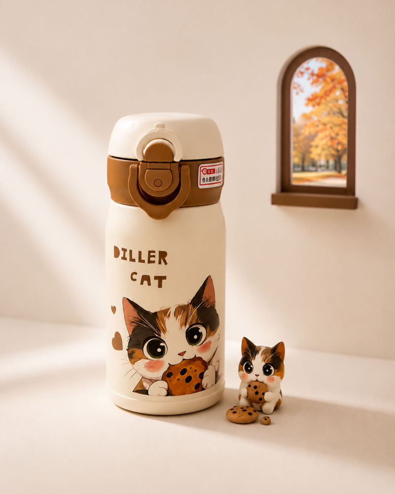 ماگ Diller مدل قفلدار طرح گربه و کوکی Diller Cat Cookie