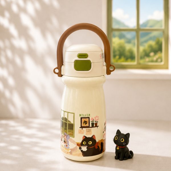 ماگ Diller مدل Handle Lid طرح گربه‌های کافه Coffee Cat